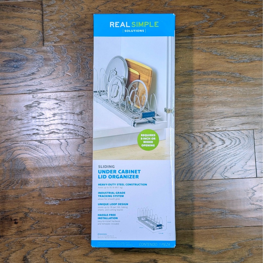 Real Simple 17" Sliding Under Cabinet Lid Organizer Steel Pull Out Storage Rack